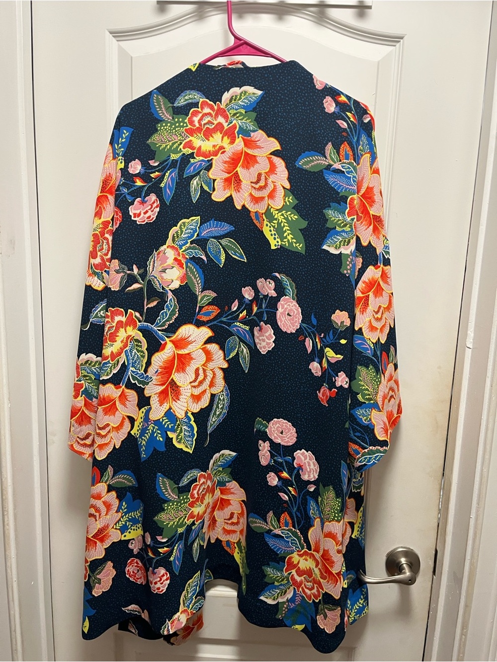 H&M Navy Floral Longline Kimono Jacket